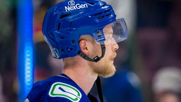 May 20, 2024; Vancouver, British Columbia, CAN; Vancouver Canucks forward Elias Pettersson (40) after the Canucks lost to the Edmonton Oilers in game seven of the second round of the 2024 Stanley Cup Playoffs at Rogers Arena. Mandatory Credit: Bob Frid-USA TODAY Sports