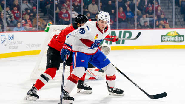 LAVAL, CANADA - JANUARY 24: Utica Comets v Laval Rocket at Place Bell on January 24, 2024 in Laval, QC, Canada.