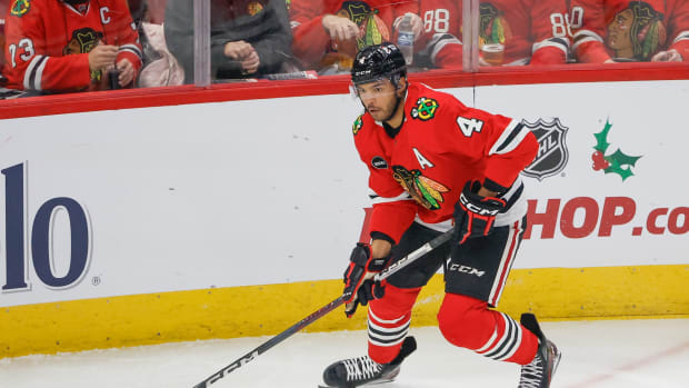 Blackhawks D-man Seth Jones in action.