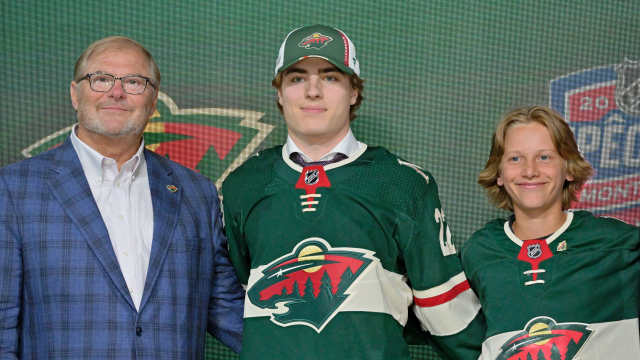 Jul 7, 2022; Montreal, Quebec, CANADA; Liam Ohgren after being selected as the number nineteen overall pick to the Minnesota Wild in the first round of the 2022 NHL Draft at Bell Centre. Mandatory Credit: Eric Bolte-USA TODAY Sports