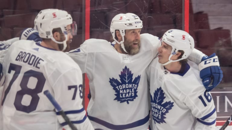 Maple Leafs' Thornton, Matthews, Marner Bust Through Stingy Senators Defense