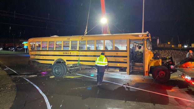 Damaged school bus