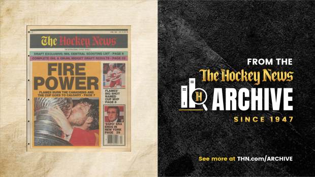 From The Hockey News Archive since 1947. Cover with words, "Fire Power."