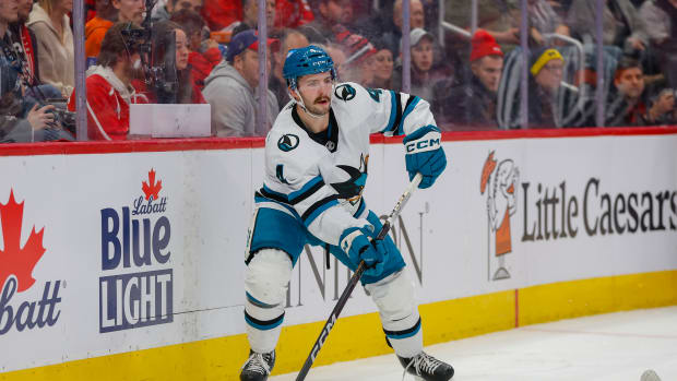 Defenseman Becomes First Sharks Player To Try Neck Guard - The Hockey ...
