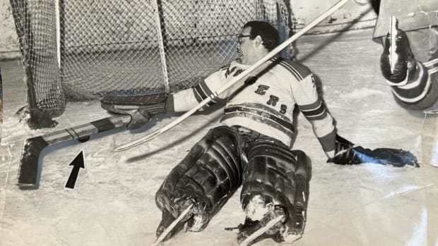 stan playing goalie pic