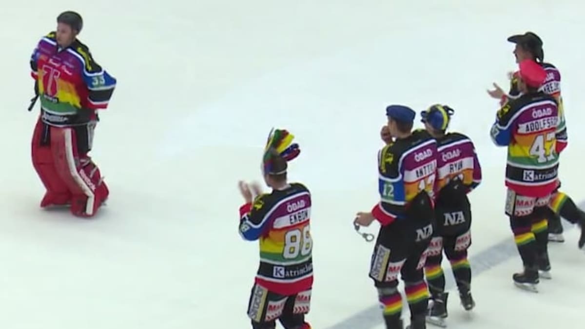 Swedish league goaltender, teammates celebrate Pride Night victory