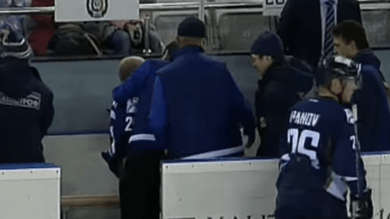 Khl Player Has Throat Cut By Errant Skate Warning Graphic 