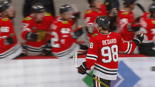 Bedard scores hat trick in Blackhawks debut at Tom Kurvers