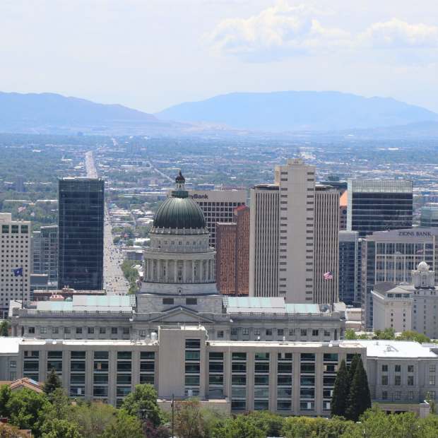 An overview of Salt Lake City on a summer day. May 31, 2022.