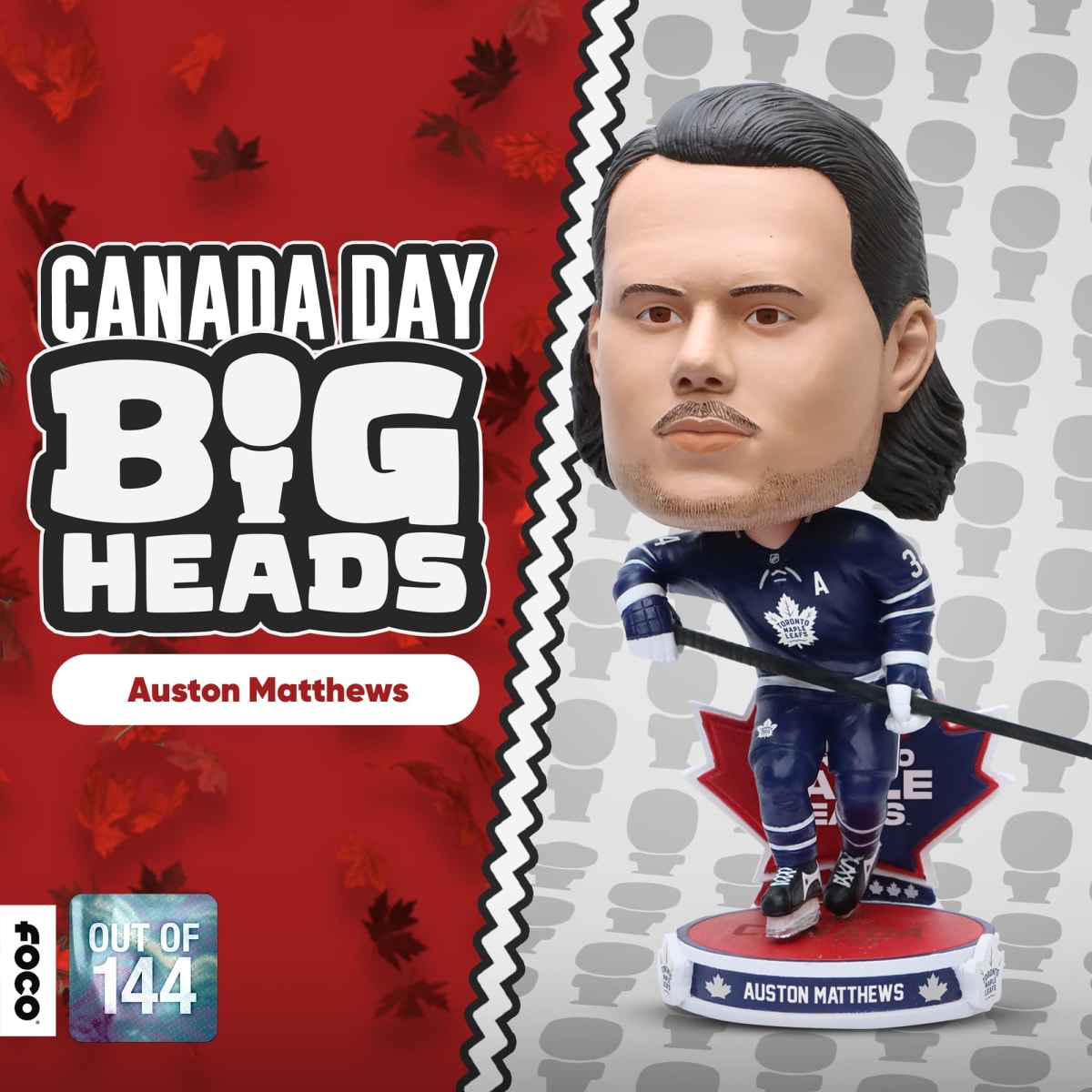 Auston Matthews Toronto Maple Leafs Canada Day Bighead Bobblehead FOCO