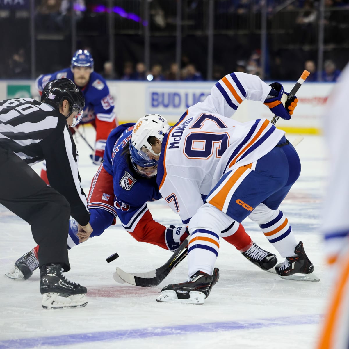 Canadian ice hockey player Brad Park of the New York Rangers skates