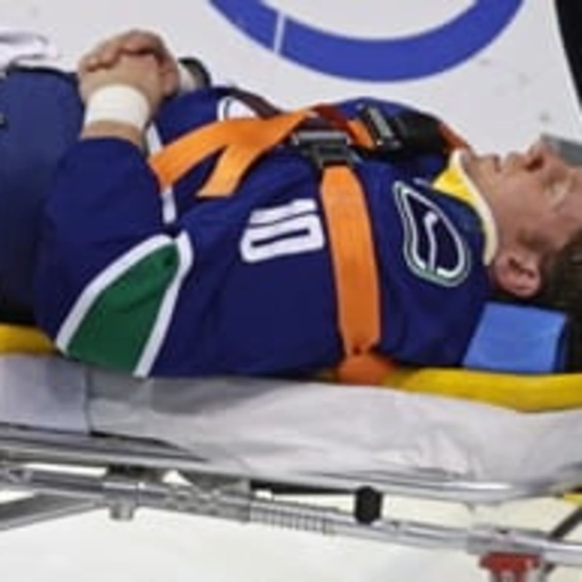 Sabres G Hackett taken off ice on stretcher