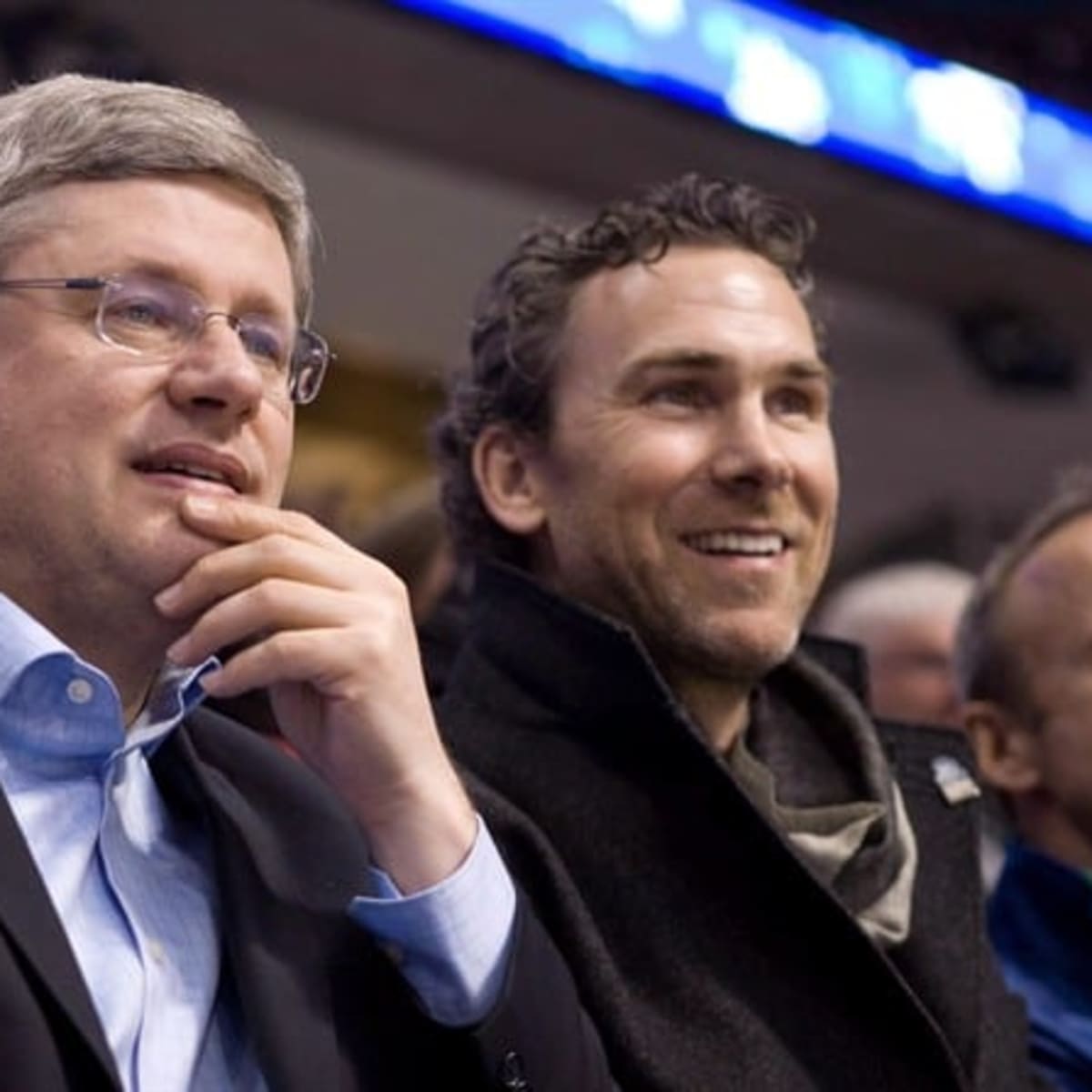 Trevor Linden, right, and Vancouver Canucks owner Francesco