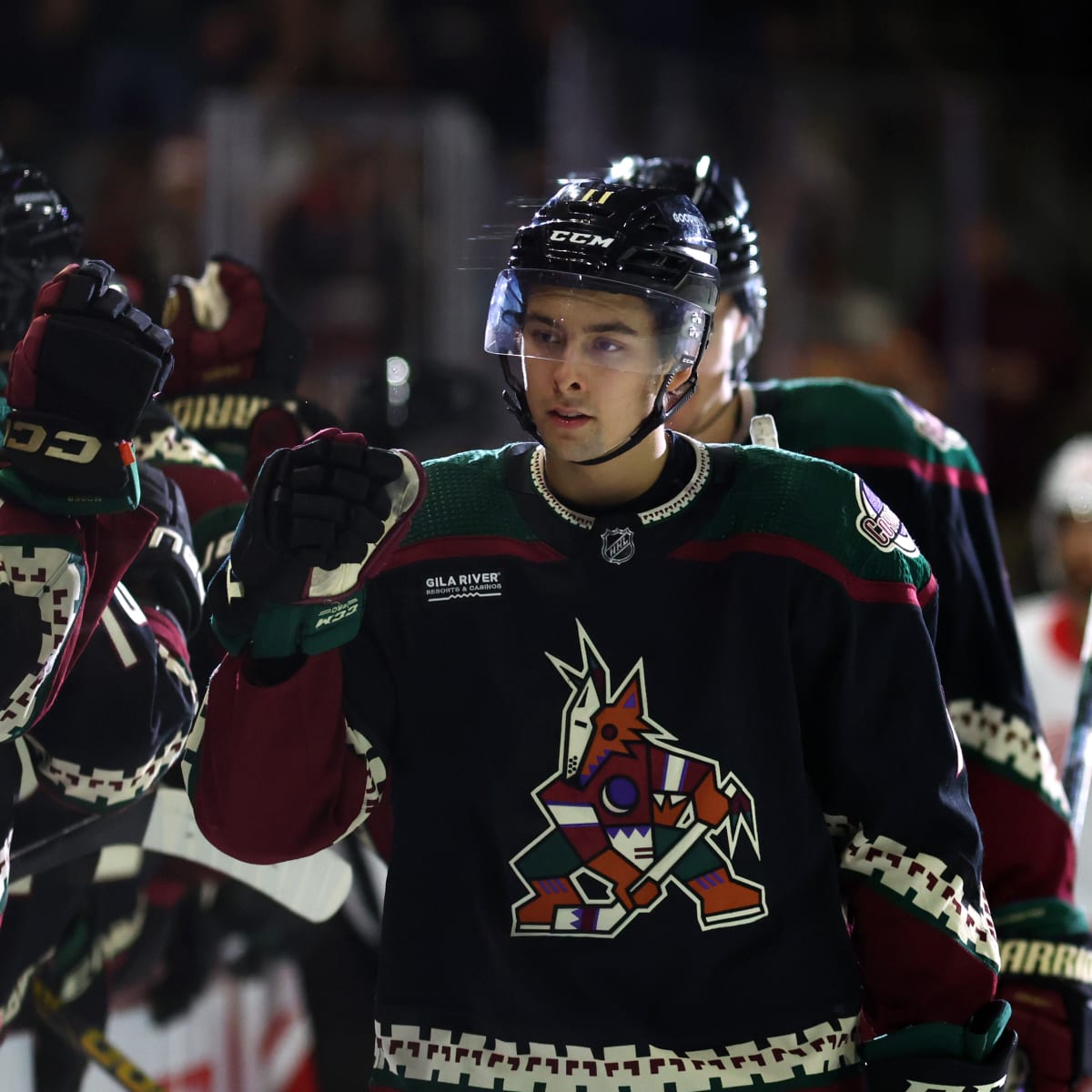 Dylan Guenther #11 (Arizona Coyotes) first NHL goal Oct 22, 2022