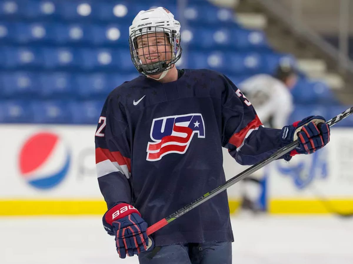 Trevor Zegras (USA) in action during the 2020 IIHF World Junior