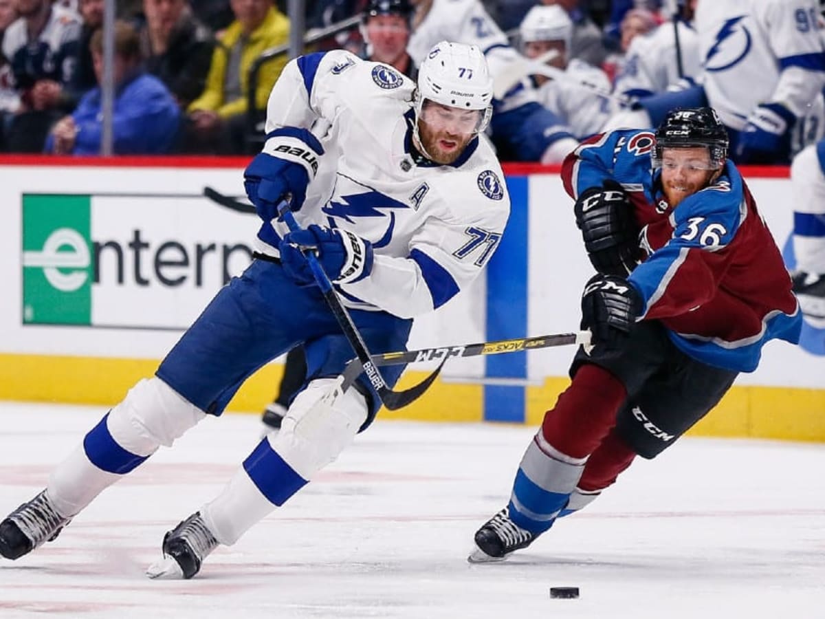 Tampa Bay Lightning defenseman Victor Hedman (77) warms up before