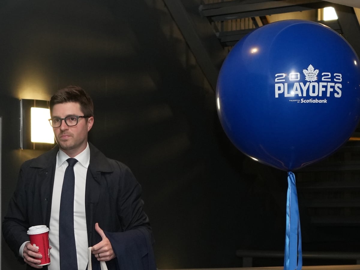 Kyle Dubas speaks at a press conference as he's introduced as the new  general manager of the Toronto Maple Leafs in Toronto on Friday, May 11,  2018. Members of the Toronto Maple