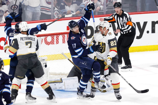 Jets timely goals, defense outlast Golden Knights in 5-1 victory