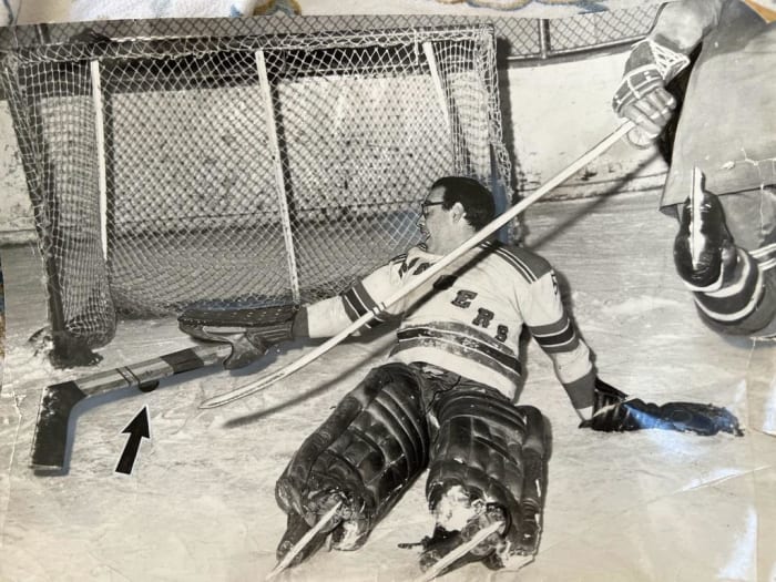 stan playing goalie pic