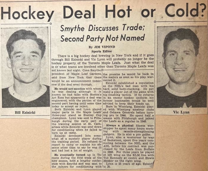 Newspaper clipping: Hockey Deal Hot or Cold?