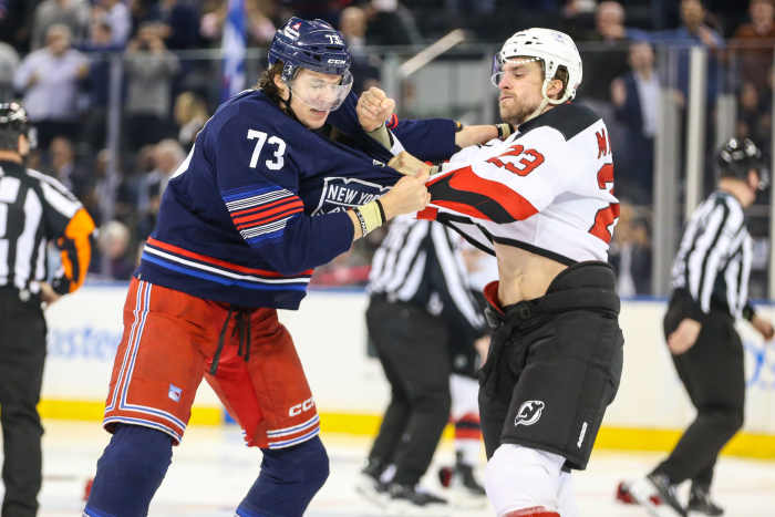 Devils-Rangers Game Begins With Unexpected Line Brawl, Eight Players ...