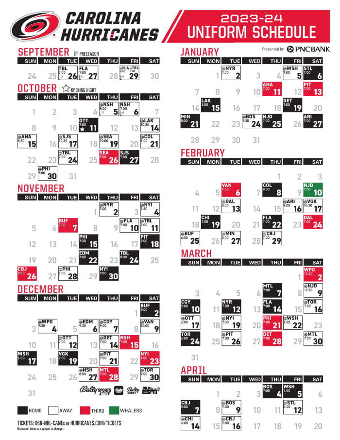 Hurricanes Release 202324 Jersey Schedule Carolina Hurricanes News