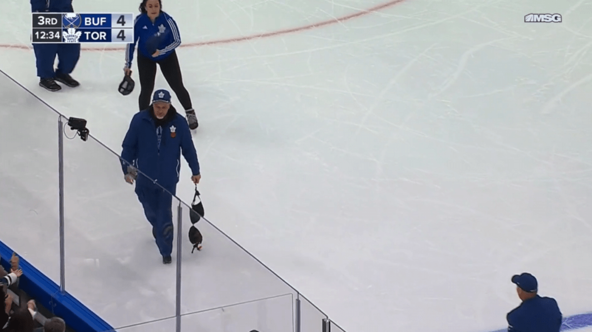 A Leafs fan threw a bra on the ice for Auston Matthews' hat trick