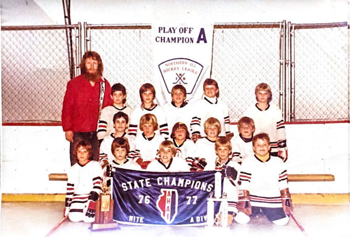 The author's own youth team, in Deerfield, Ill. Cohen is pictured at bottom left, sulking, he says, "because they put me in the spot traditionally reserved for the shortest kid."