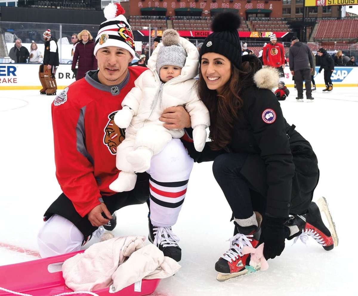  CLEAR EYES, FULL HEARTS Tootoo’s wife, Jennifer, and daughter were there to support him at the 2017 Winter Classic in St. Louis.Brian Babineau/NHLI via Getty Images