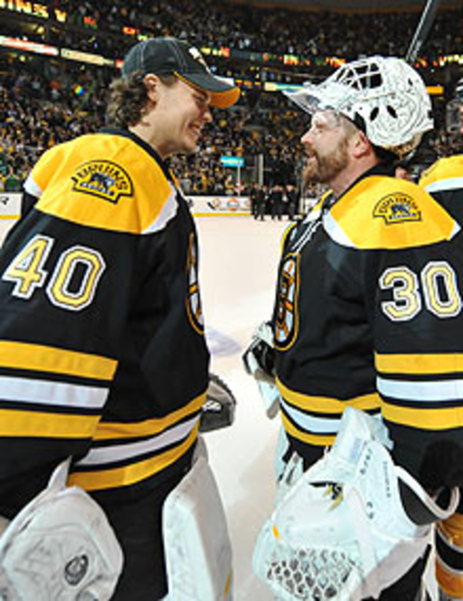 The Bruins are loaded up and down their roster, especially at the most important position with a goalie platoon of Tuukka Rask (L) and Tim Thomas (R).