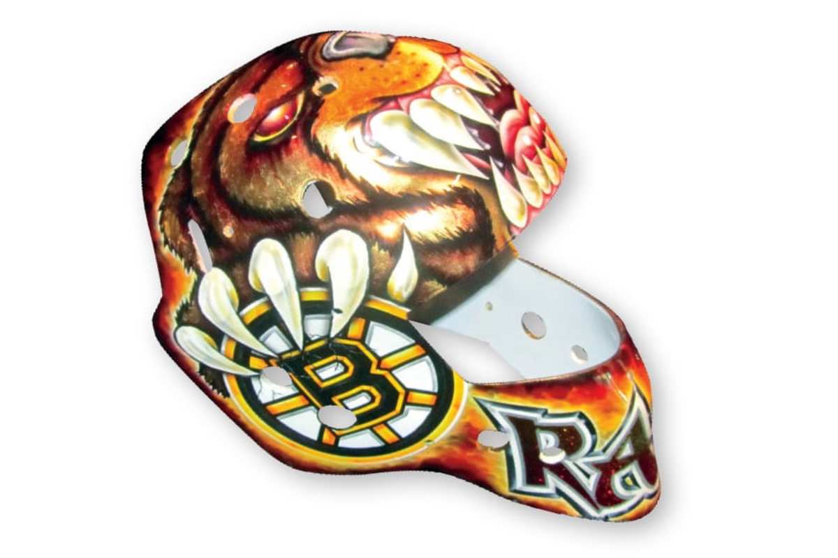 5. Tuukka Rask, Bruins (artist: Ron Slater) A nod to the 1990s, when many goalies (a) had animal themes and (b) stuck to them consistently. The ‘psycho bear’ look is synonymous with Rask at this point.  It’s also genuinely intimidating. We can’t say that about many masks these days.