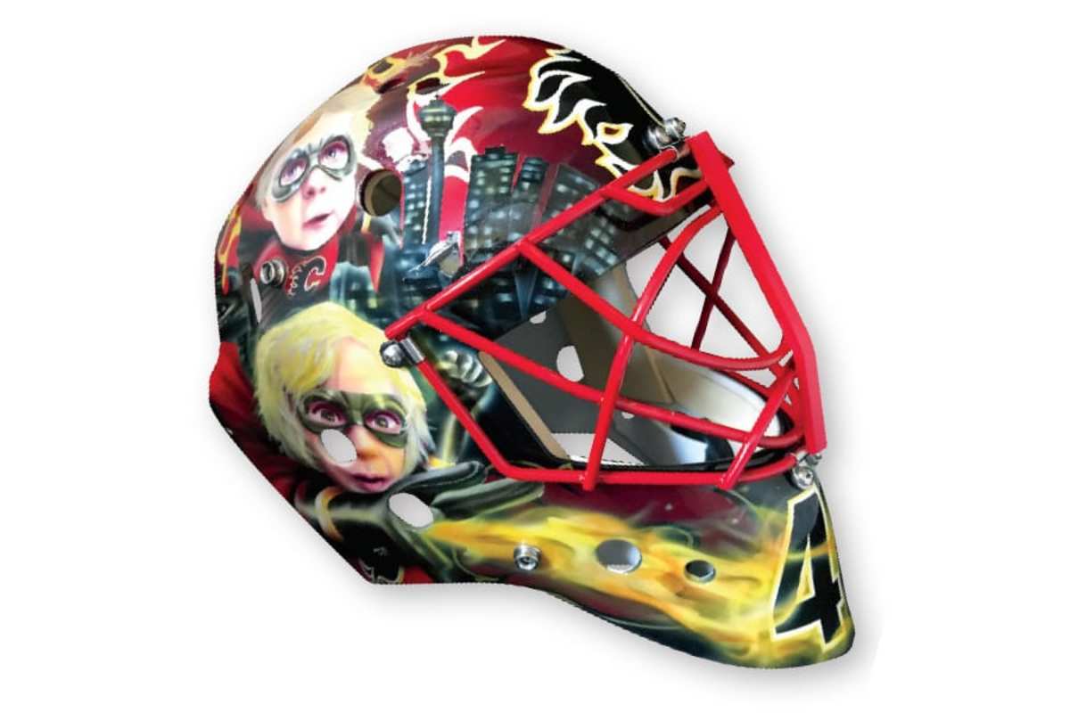 8. Mike Smith, Flames (artist: David Arrigo) The Incredibles color scheme jives nicely with the Flames’ colors, and Smith continues his ‘Smunchkins’ theme, featuring his kids as superheroes.  It’s fun and looks sharp up close or from a distance.