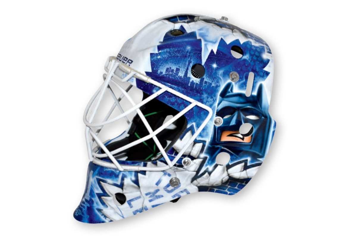 4. Frederik Andersen, Maple Leafs (artist: Dave Gunnarsson) Lots to unpack here. Lego: invented in Denmark, Andersen’s home country. Lego Batman: a fun character. Voice of Lego Batman: Will Arnett, a Toronto native and diehard Leafs fan. A great mask any way you slice it.