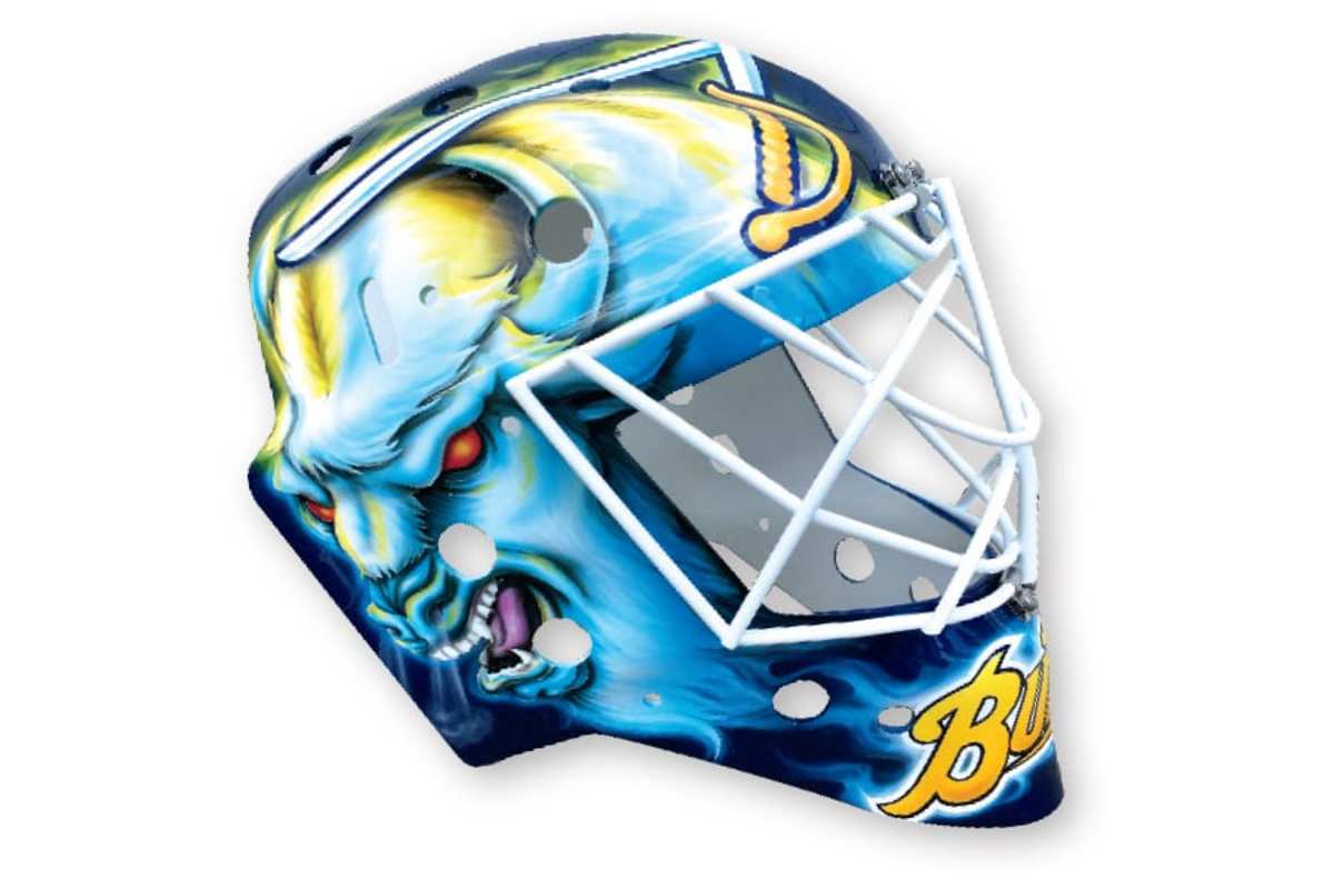 15. Carter Hutton, Sabres (artist: Jesse Acciacca) The definition of safe. New Sabre Hutton goes with a simple, fierce looking Buffalo. Nothing wrong with it. Not particularly memorable, either.