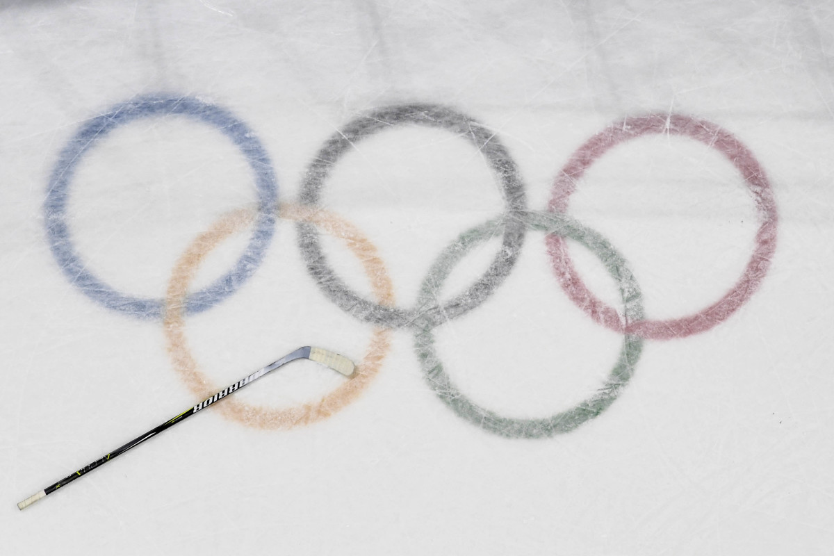 Olympic logo on ice