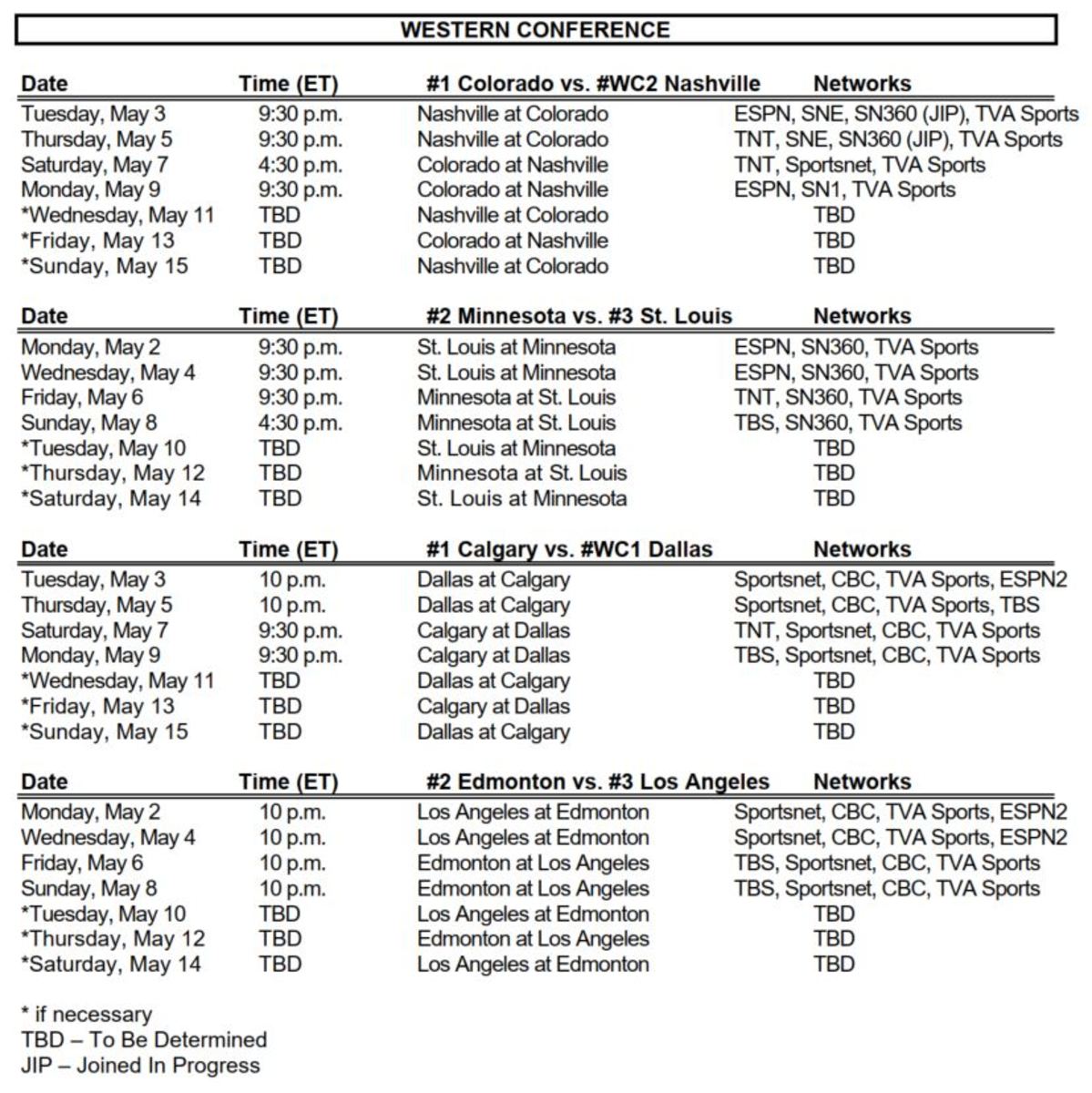 Western Conference Schedule DAL WC1-30125633