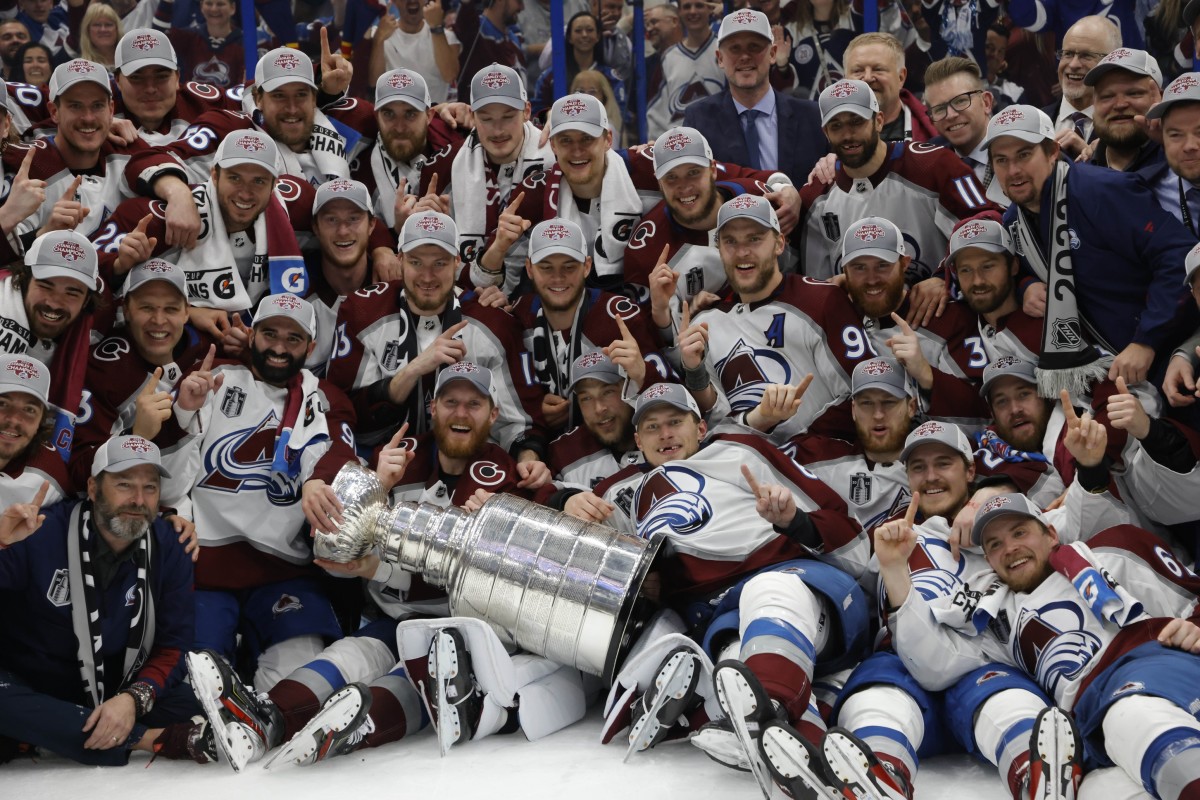 A general view of the Colorado Avalanche locker room prior to the