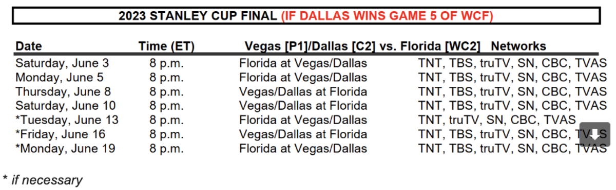 2023 Stanley Cup Final schedule