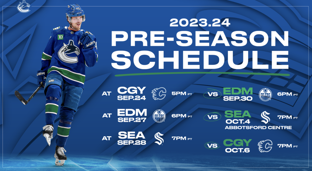 Canucks release preseason schedule The Hockey News Vancouver Canucks