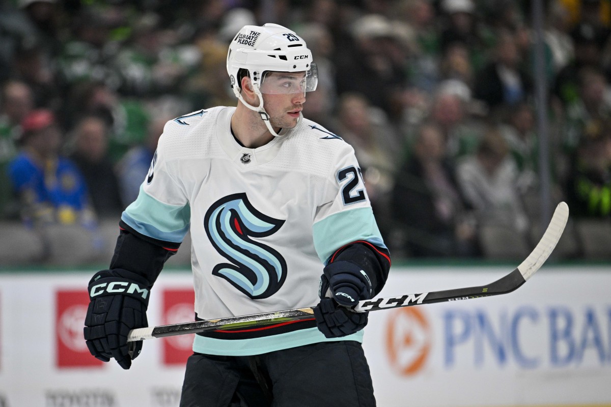 Seattle Kraken defenseman Vince Dunn is pictured during an NHL