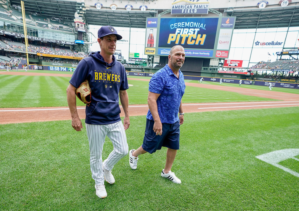 Florida Panthers GM Bill Zito throws out first pitch at Milwaukee