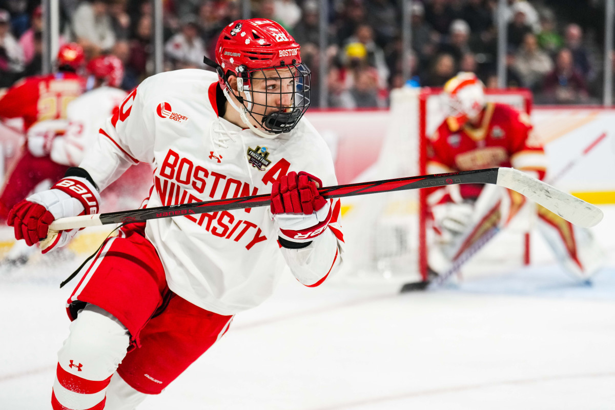 Boston University's Lane Hutson Notches First NHL Point - The Hockey ...