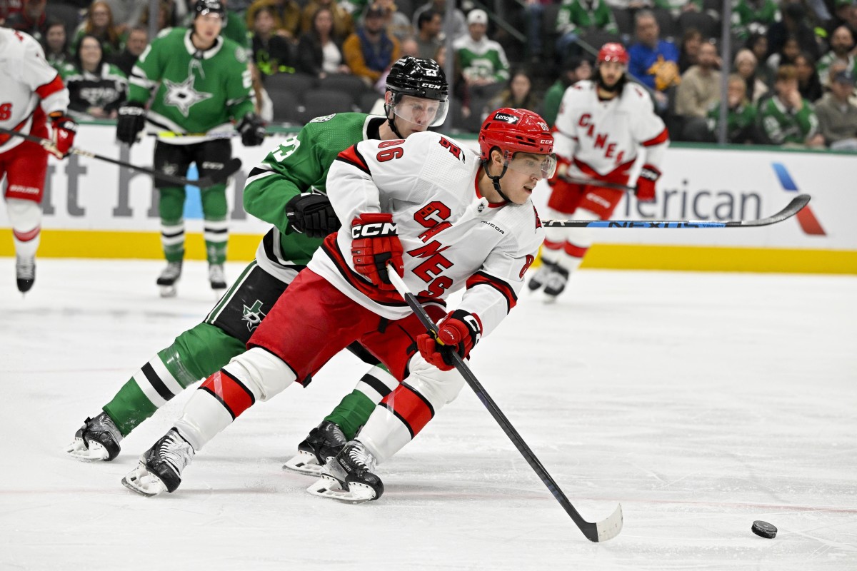 Teuvo Teravainen with Carolina last season.