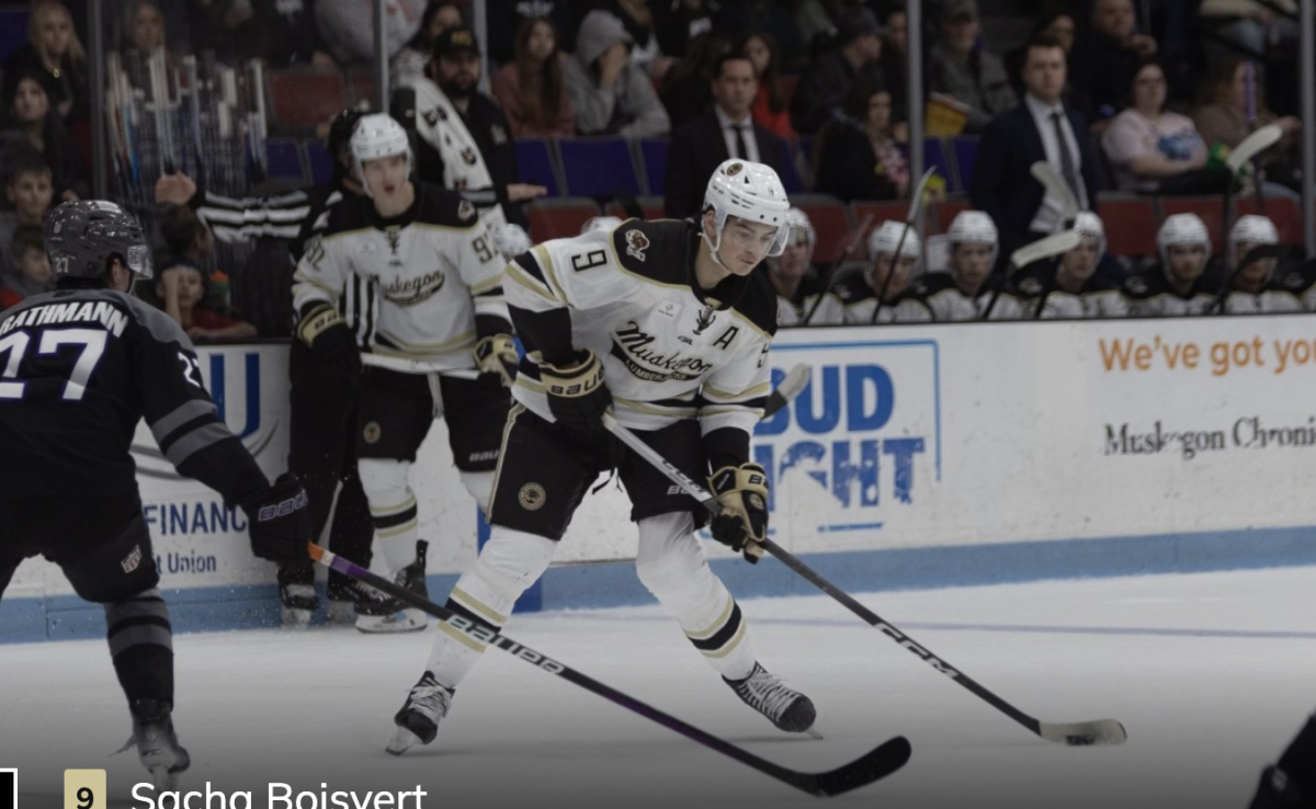 Sacha Boisvert with Muskegon of the USHL