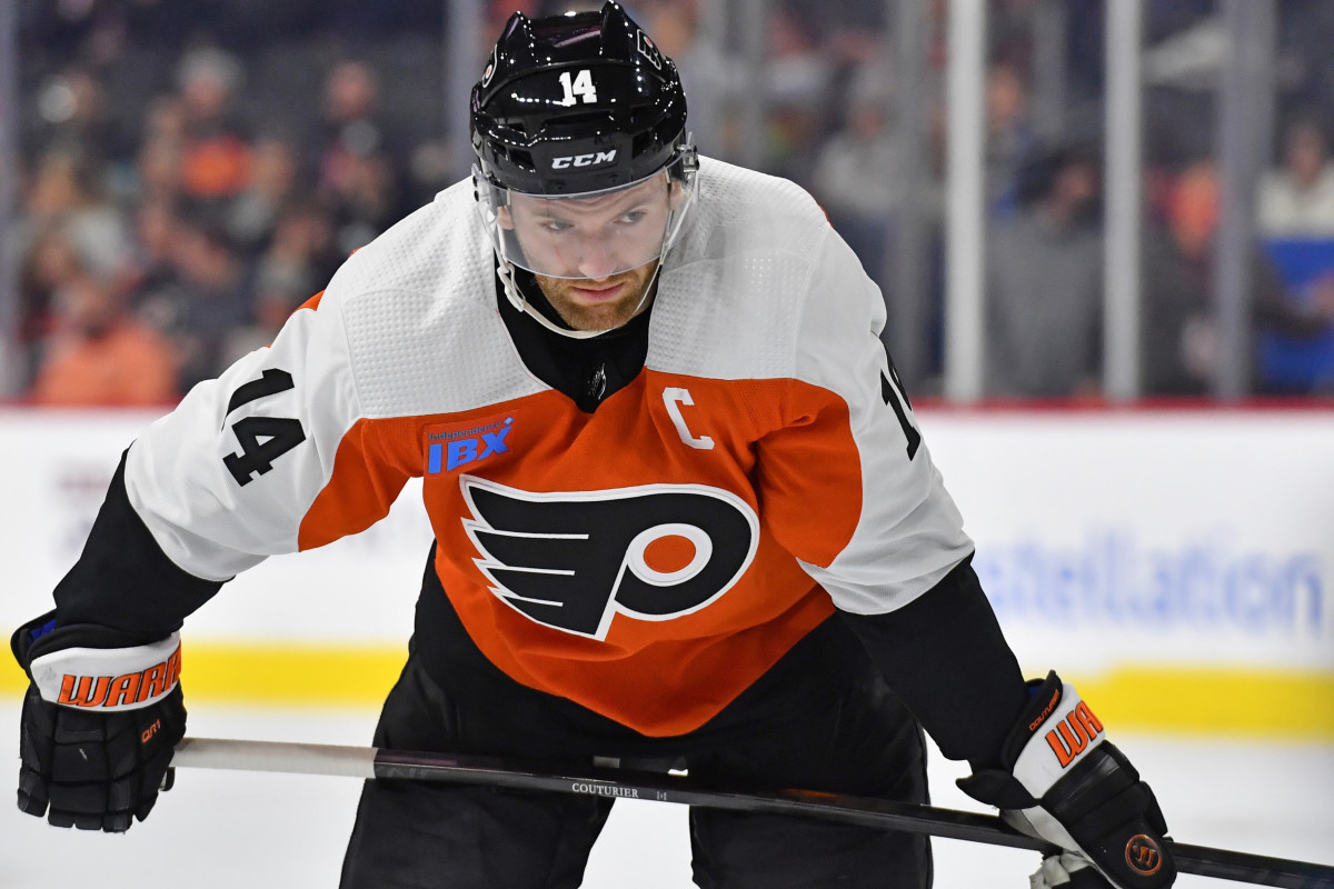 Philadelphia Flyers center Sean Couturier (14) against the Tampa Bay Lightning at Wells Fargo Center. 