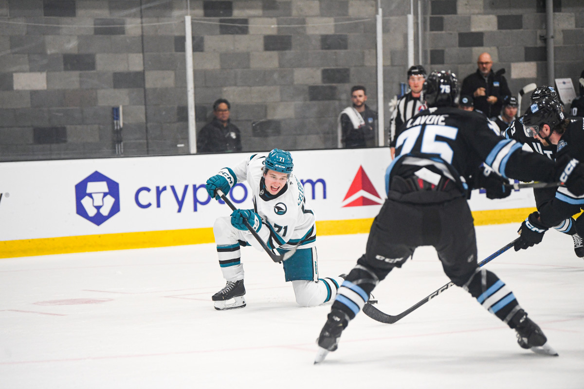 Macklin Celebrini Scores His First Goal For San Jose; Sharks Beat Utah ...