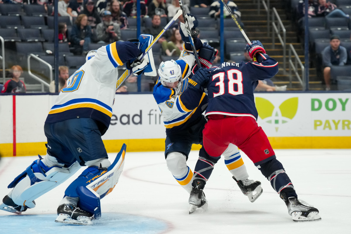 Kasperi Kapanen, Nathan Walker, Jakub Vrana score in Blues' 3-0 win over  Jets - The Globe and Mail