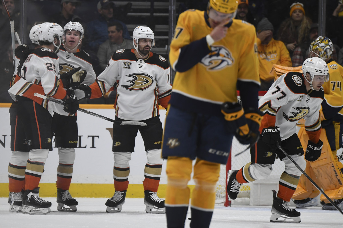 Ducks Defeat Predators 5-3, Zegras Injured In First Period - The Hockey ...