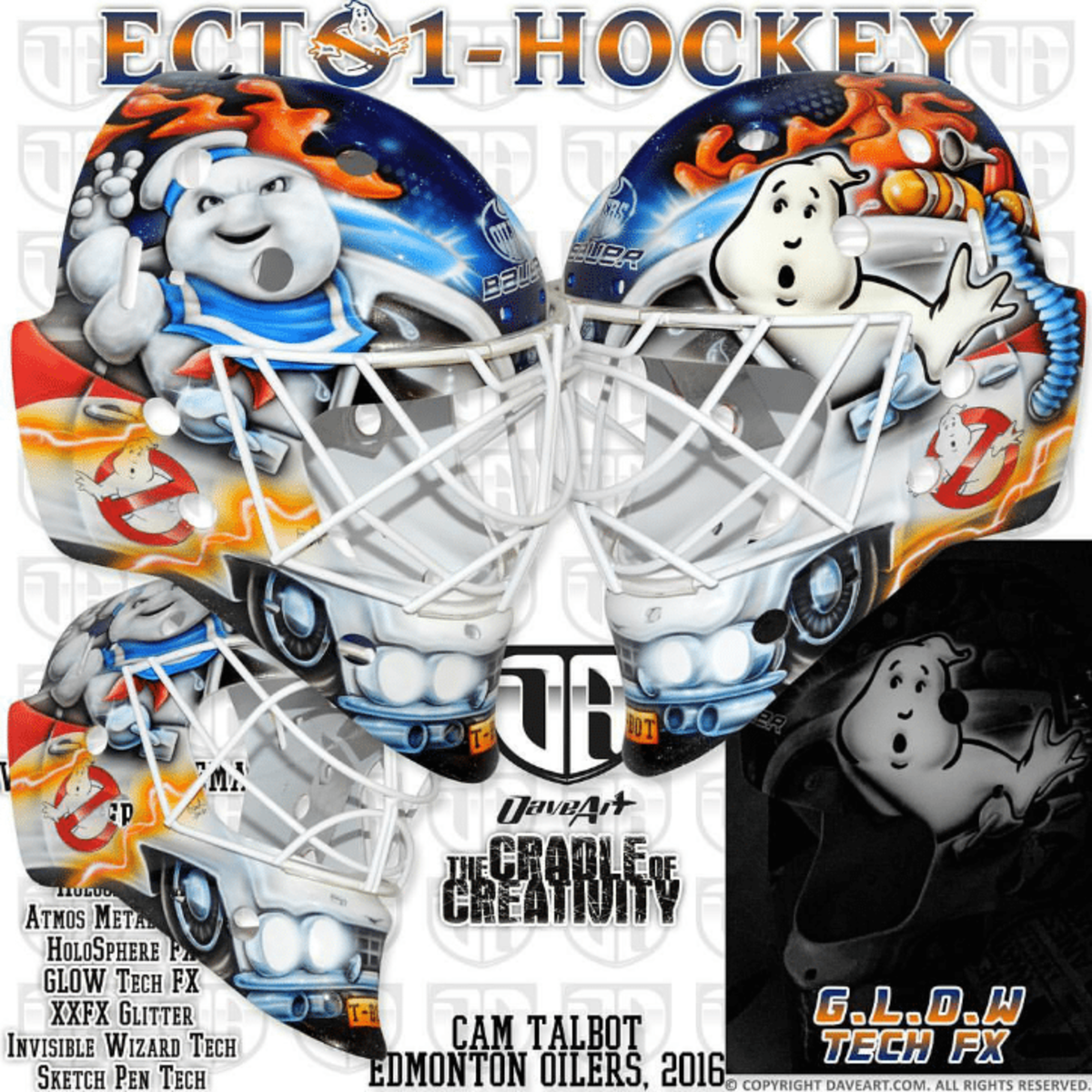 Oilers’ Cam Talbot loads up the Ecto-1 on new Ghostbusters mask